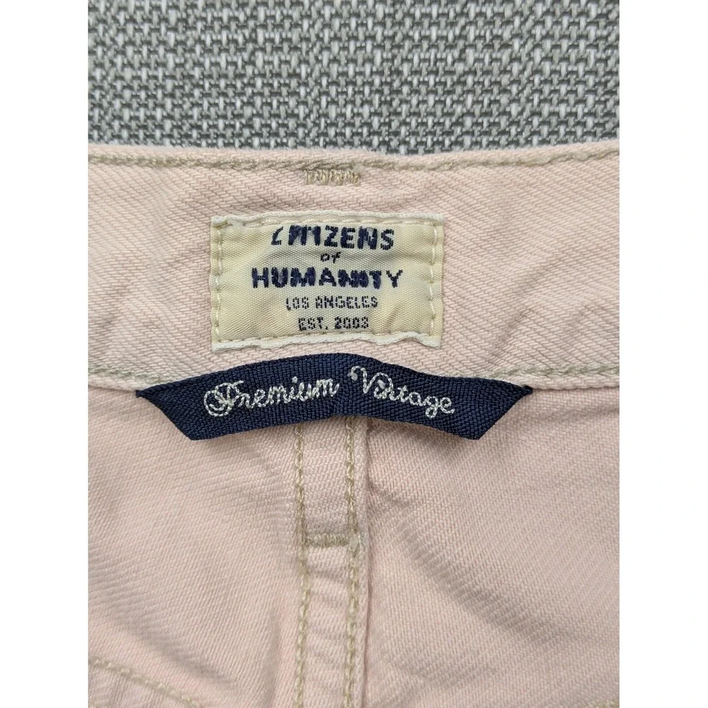 Citizens Of Humanity Parker Jeans Womens Pink Relaxed Cropped Raw Hem Button Fly